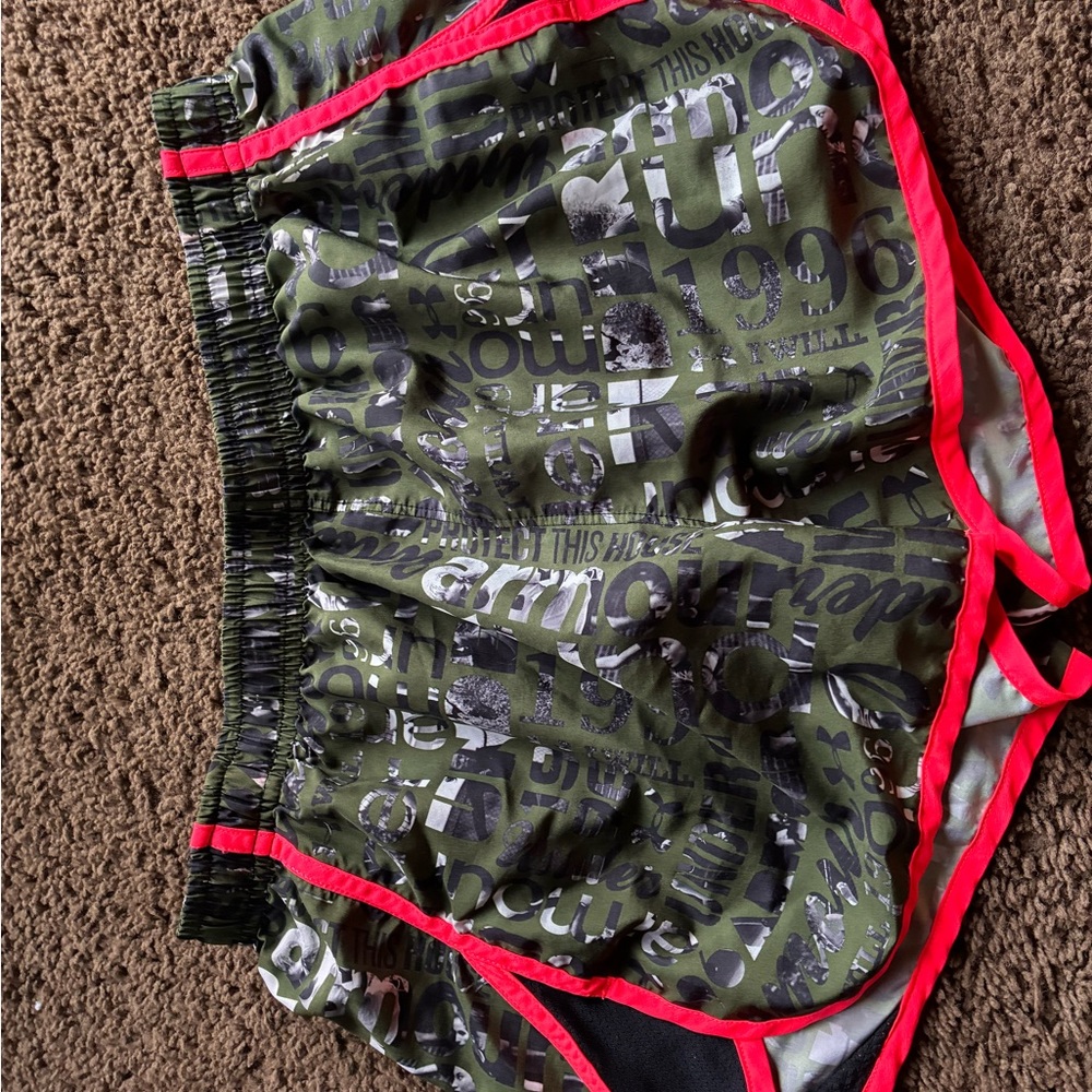 Green and Pink UnderArmor shorts